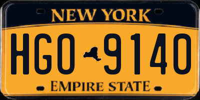 NY license plate HGO9140