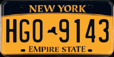 NY license plate HGO9143