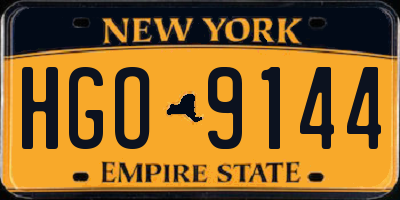 NY license plate HGO9144