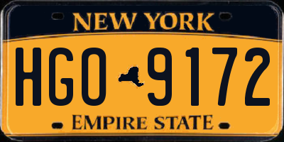 NY license plate HGO9172