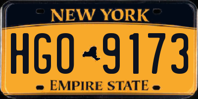 NY license plate HGO9173