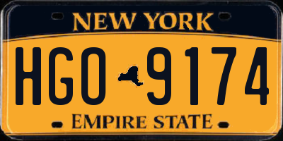 NY license plate HGO9174