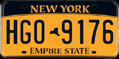 NY license plate HGO9176