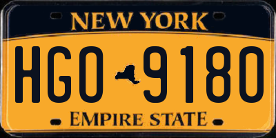 NY license plate HGO9180