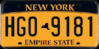 NY license plate HGO9181