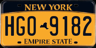 NY license plate HGO9182