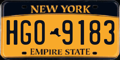 NY license plate HGO9183