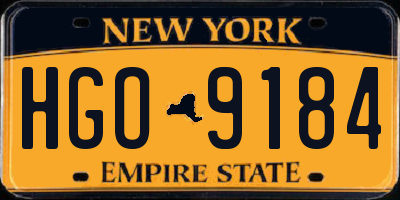 NY license plate HGO9184