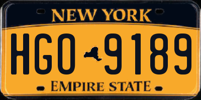 NY license plate HGO9189