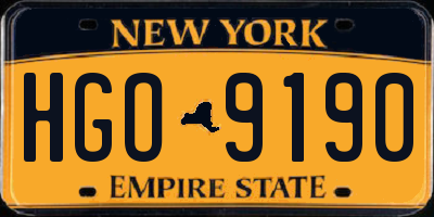 NY license plate HGO9190