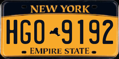 NY license plate HGO9192