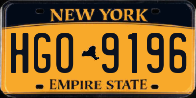 NY license plate HGO9196