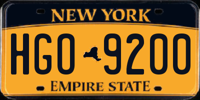 NY license plate HGO9200