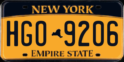 NY license plate HGO9206