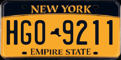 NY license plate HGO9211