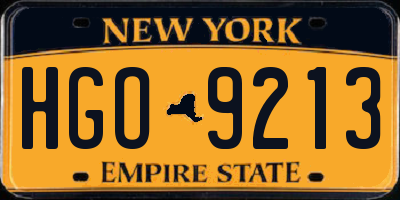 NY license plate HGO9213