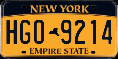 NY license plate HGO9214