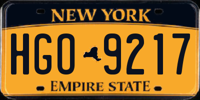 NY license plate HGO9217