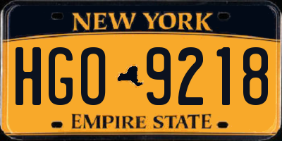 NY license plate HGO9218