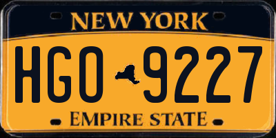 NY license plate HGO9227