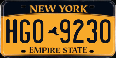 NY license plate HGO9230