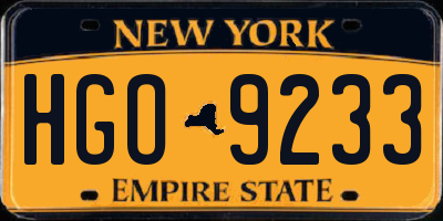 NY license plate HGO9233