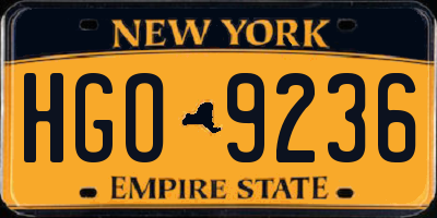 NY license plate HGO9236