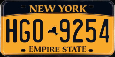 NY license plate HGO9254