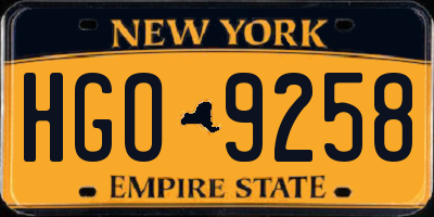 NY license plate HGO9258