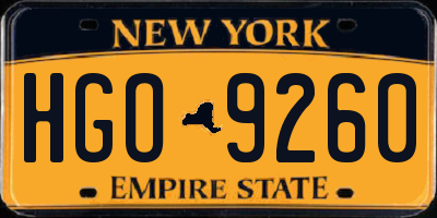 NY license plate HGO9260