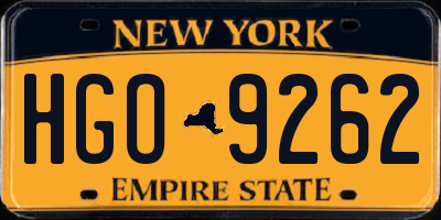 NY license plate HGO9262