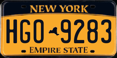 NY license plate HGO9283