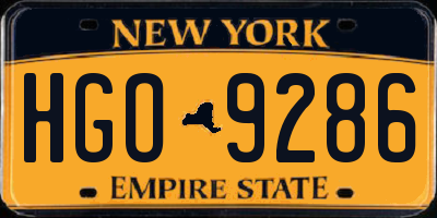 NY license plate HGO9286