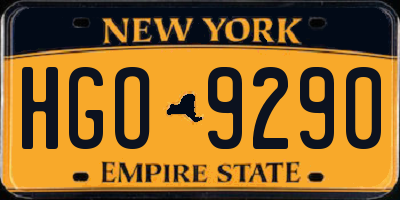 NY license plate HGO9290