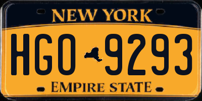 NY license plate HGO9293