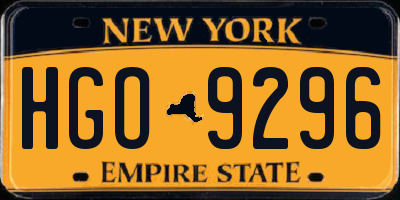 NY license plate HGO9296