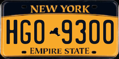 NY license plate HGO9300