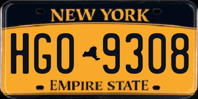 NY license plate HGO9308