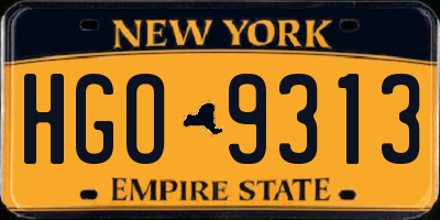 NY license plate HGO9313