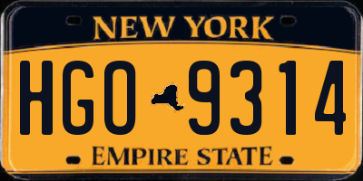 NY license plate HGO9314