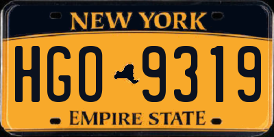 NY license plate HGO9319