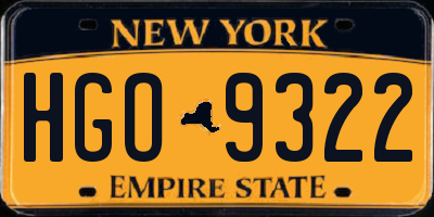 NY license plate HGO9322