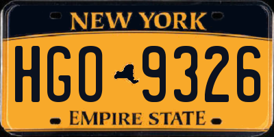 NY license plate HGO9326