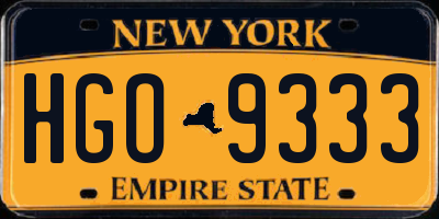 NY license plate HGO9333