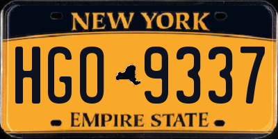 NY license plate HGO9337