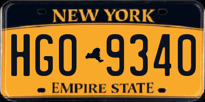 NY license plate HGO9340