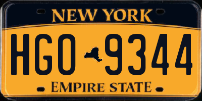 NY license plate HGO9344