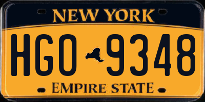 NY license plate HGO9348