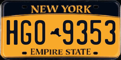 NY license plate HGO9353