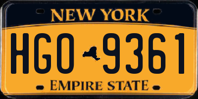 NY license plate HGO9361